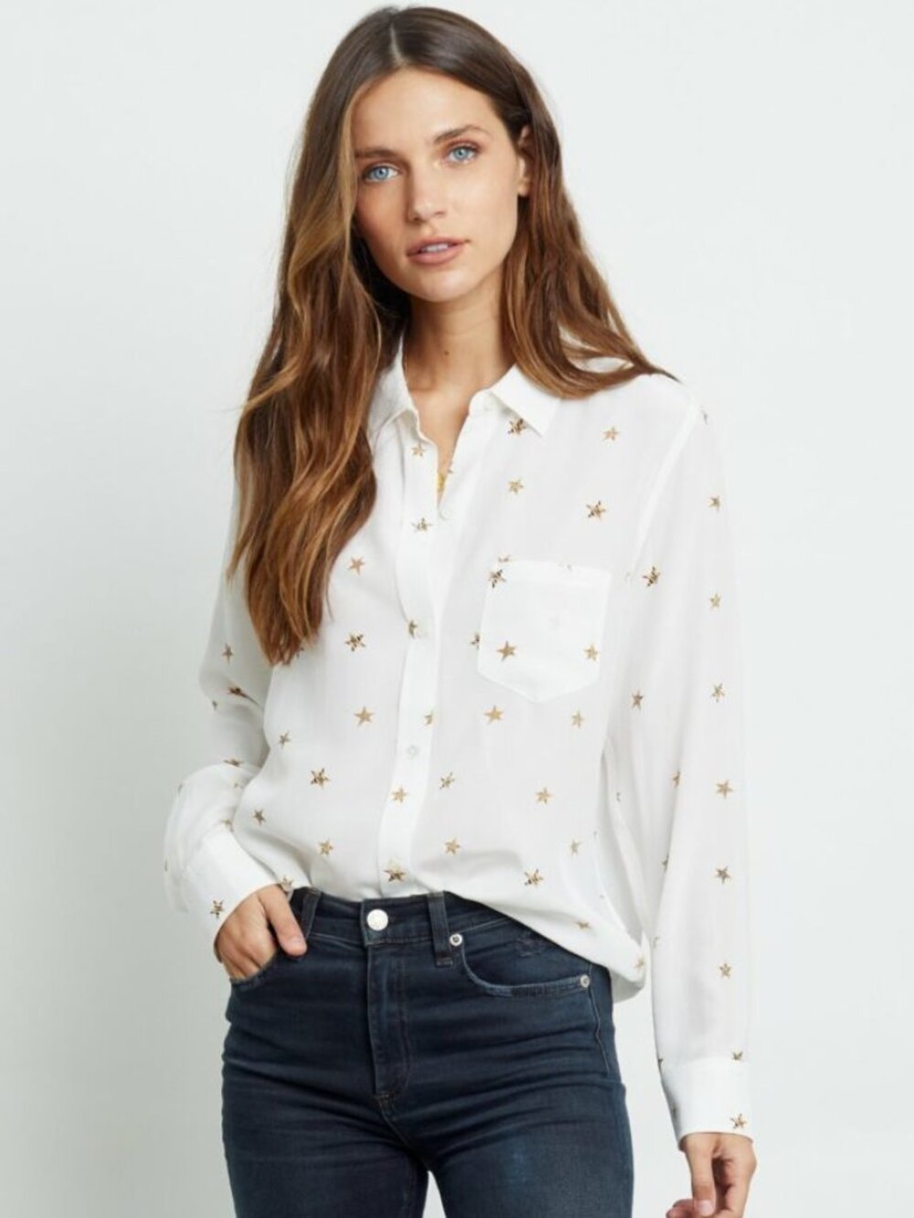Rails Silk Ivory Animal Star Blouse - Size XS